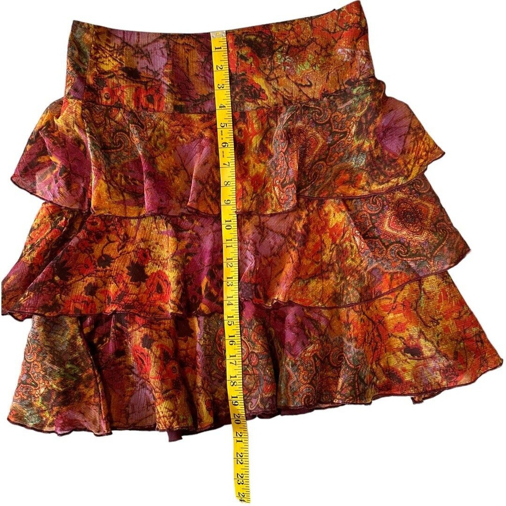 Sahalie 3 Tiers Layered Lined Ruffle Skirt Womens 4 Multicolor Zipper Fall Color - Picture 5 of 11